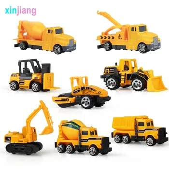 8PCS Mini Diecast Lydinio Inžinerijos Automobilio Modelio Traktoriaus Žaislas savivartis Žaislinės Transporto priemonės Kelių Transporto priemonių Automobilio Modelio Sunkvežimis Dovana Vaikams