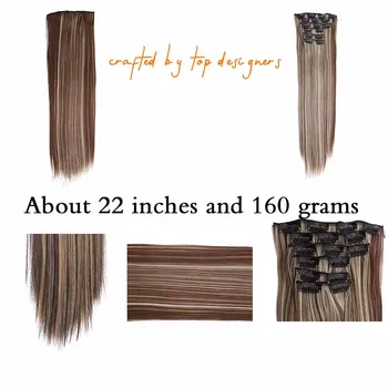 DIANQI 22 colių 16 įrašus ilgi tiesūs plaukai atsparūs karščiui, storų moterų sintetinių plaukų moterims pratęsimo perukai