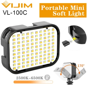 Ulanzi Vijim VL-100C Mini Minkštas LED Vlog Šviesos Reguliuojamas Kamera Užpildyti Šviesos 2500K-6500K šviesos srautą galima reguliuoti Šviesos Live 