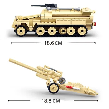 460Pcs Karinės K18 Patrankos 105mm Artilerijos Pusė-stebėti Transporto priemonės Blokai 3 Skaičiai Švietimo Plytų Brinquedos Vaikams, Žaislai
