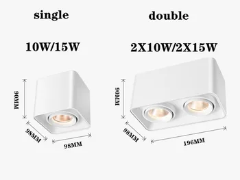 1pcs Aikštėje COB pritemdomi LED Šviestuvai 10W 15W 20W 30W Paviršiaus Sumontuoti LED Lubų Lempos Vietoje Šviesos diodų (LED) Šviestuvai AC85V-265V