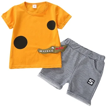 Vasaros Vaikų, Kūdikių Berniukų Trumpas Rankovės Krokodilas Animaciją, Modelis T-marškinėliai +Šortai Atsitiktinis Vaikai Komplektus Set1