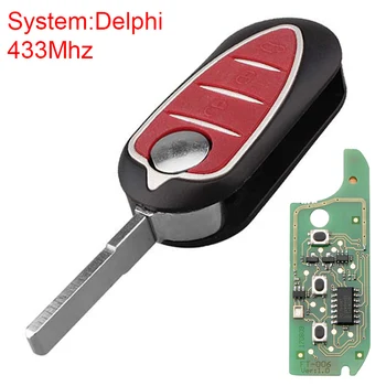 433Mhz 3 Mygtukai Delphi Sistema Nuotolinis Automobilio Raktas Fob su PCF7946 Chip Tinka Alfa / Romeo