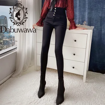 Dabuwawa Streetwear Juodos Skinny Džinsai Džinsai Moterims, Pavasarį, Rudenį Aukšto Juosmens Mygtuką Priekyje Kieti Ilgai, Džinsai, Kelnės Moteriška DT1DLJ002