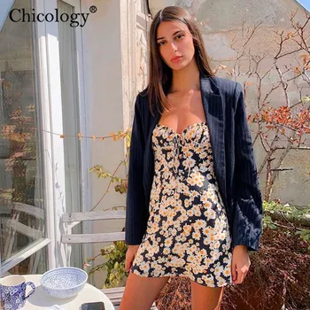 Chicology daisy spausdinti mini suknelė be rankovių nėrinių plonas dirželis moterų 2020 m. vasaros drabužių sexy panele laisvalaikio mada elegantiška apranga