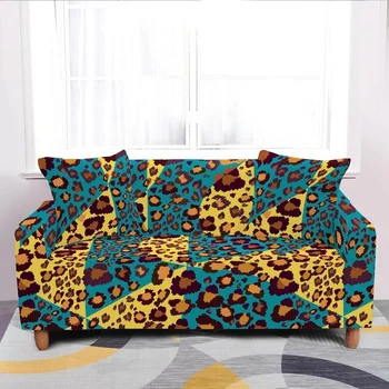 Namo Apdaila Spalvotų Leopardas Spausdinti Sofa Cover Anti-Slip Elastinga Slipcover Ruožas Minkštas Dekoro Baldai, Sofos Raštas
