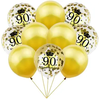 Amawill 90 Metų amžiaus, Šalies Prekių Gimtadieniu Reklama Black&Gold Latekso Konfeti Ballon 90 Gimtadienio Dekoro Suaugusiųjų 7D