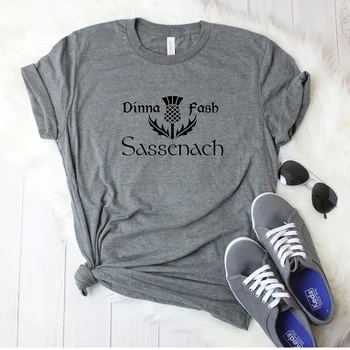 Dinna Fash Sassenach Moterys T-Shirt Outlander Knygų Serijos Marškinėliai Jamie Fraser Sassenach Marškinėliai Vintage Tv Šou Tees Atsitiktinis Viršūnės