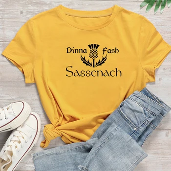 Dinna Fash Sassenach Moterys T-Shirt Outlander Knygų Serijos Marškinėliai Jamie Fraser Sassenach Marškinėliai Vintage Tv Šou Tees Atsitiktinis Viršūnės