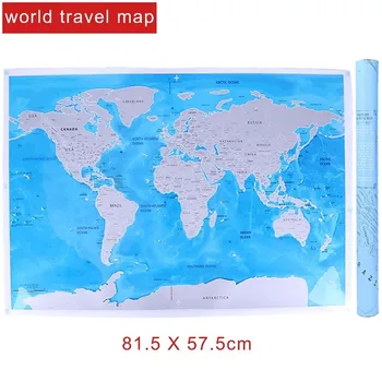 Deluxe Blue Ocean World Travel Žemėlapyje Nulio Išjungti Pasaulio Žemėlapyje Asmeninį Kelionės Įbrėžimams Žemėlapį, Kambario, Namo Apdaila, Sienų Lipdukai