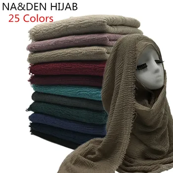 2020 NAUJAS vingiuoti burbulas medvilnės šalikas paprasto populiarus skaros, hijab pavasario raukšlių wrap musulmonų 25 spalvų šalikai/šalikas 180*90 cm