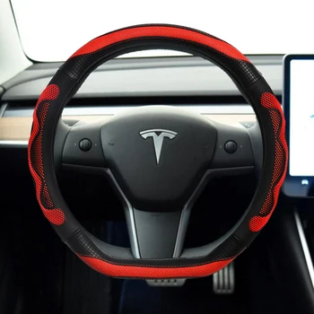 DERMAY už Tesla Model 3 2017 2018 2019 2020 Automobilio Vairo Dangtelio Mikro Pluošto Oda + Silikagelio Auto interjero Priedai