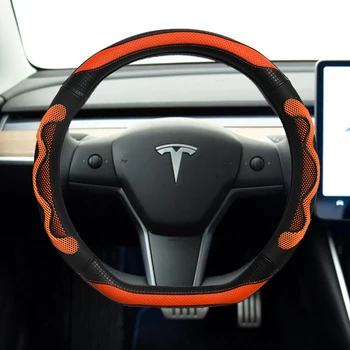 DERMAY už Tesla Model 3 2017 2018 2019 2020 Automobilio Vairo Dangtelio Mikro Pluošto Oda + Silikagelio Auto interjero Priedai