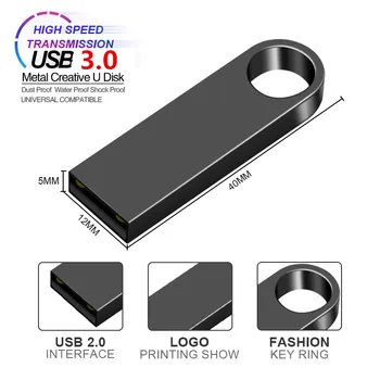Usb Flash Diskas 64GB USB3.0 PenDrive 4GB High Speed Metalo usb flash diskas 128GB Pen Drive 8GB 16GB 32GB U Disko Nemokamai Spausdinimo Logotipas