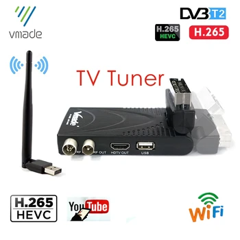 Vmade DVB T2 Mini Skaitmeninės TV Box Imtuvai Su SCART H. 265/HEVC MPEG4 HD Europos Ispanija Rusija WIFI 