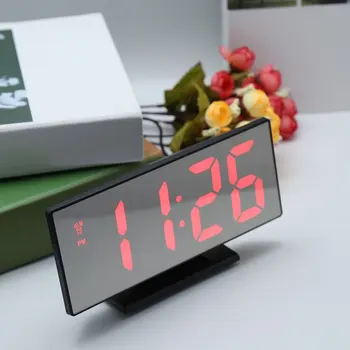 Skaitmeninis Laikrodis LED Veidrodis Elektroniniai Laikrodžiai Daugiafunkciniai Didelis LCD Ekranas Skaitmeninis Stalo Laikrodis su Kalendoriumi USB Laidas NAUJAS