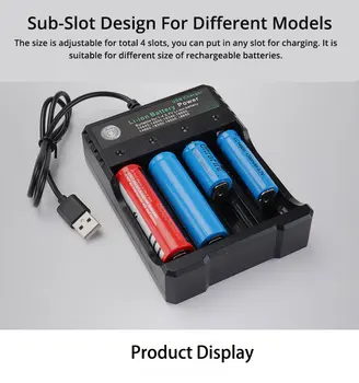 зарядное устройство для USB Prievado 18650 аккумулятор Baterijos Kroviklis Juodos spalvos 4 Slots Baterija Įkraunama Ličio Baterijos