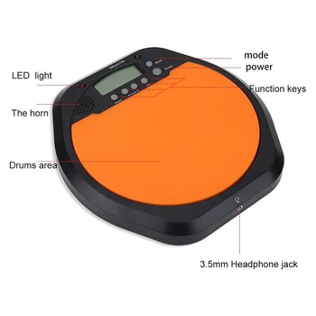 2 in 1 Nešiojamų Skaitmeninių Elektroninių Kvailas Drum Pad Sprogdinimo Praktikos Metronome