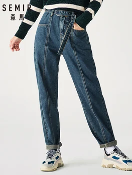 SEMIR Aukšto juosmens džinsai moterims prarasti elegantiškas kelnės 2019 žiemos naujas ilgas kelnes plonos purus smailas džinsai moteris