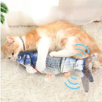 Elektros Katė Žaislas Žuvų USB Įkroviklis 3D Žuvies Interaktyvus Naminių Kačių Kramtyti Bite Žaislas Lankstusis Žuvų Katė Žaislas Naminių Reikmenys Kačių Žaisti Žaislas