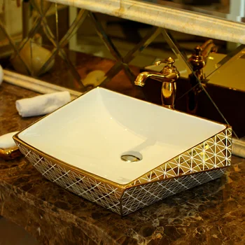 Auksas Modelio Didelis Ovalo formos baseino praustuvas Jingdezhen Meno keraminės kriauklės laivo Kriauklės Stalviršio, Vonios kriauklės, vonios kambarys baseino