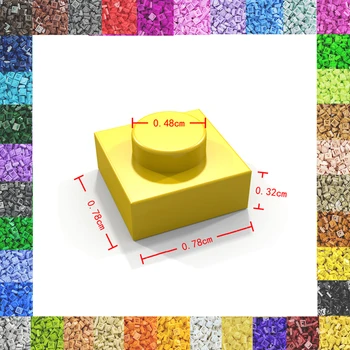 Nr. 191 Liepsna Gelsvai Oranžinis Švietimo Statybos Žaislas Plastiko Mažų Statybos Mūrinis Priedai 1X1 Plokštė Blokai Pikselių Menas