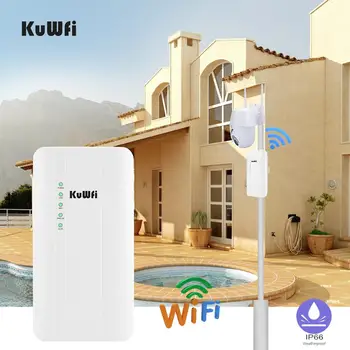 KuWFi 300Mbps Vandeniui Lauko 4G LTE MEZON Maršrutizatorius su POE adapteris CAT4 3G/4G SIM Kortelės WiFi Maršrutizatorius, IP Kameros/Ne WiFi