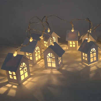 Naujausias 10vnt LED Christmas Tree House Stiliaus Fėja Šviesos diodų (Led) Styginių vestuvių gimdymo Girliandą naujieji Metai, kalėdiniai papuošalai, namų