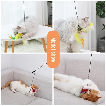 HOOPET Naminių Kačių Žaislai Dizaino Paukščių Plunksnų Pliušinis Plastiko Žaislas Katėms Stick Interaktyvus Prekes