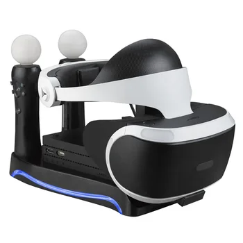 4 in1 PS (VR), 2-os Kartos Vertikaliai Stovėti PS4 VR Akinius Jungtis Saugojimo Rinkinys Kreiptuką Įkrovimo Stotį su aušinimo žibintai