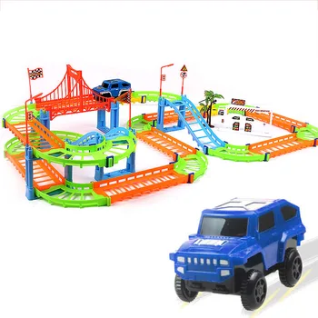 74PCS 3D Dviejų sluoksnių Spiralės Kelio kalnelius Žaislas Elektros Geležinkelių Automobiliu dėl Vaikų, Vaikams, Dovanų