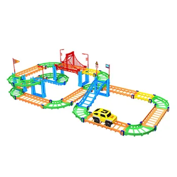 74PCS 3D Dviejų sluoksnių Spiralės Kelio kalnelius Žaislas Elektros Geležinkelių Automobiliu dėl Vaikų, Vaikams, Dovanų