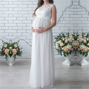 Motinystės Suknelė 2019 Nėštumo Fotosesiją, Nėščios Moterys, Motina Rankovių Elegantiškas Vestido Nėrinių Šalis Vakare Motinystės Drabužiai
