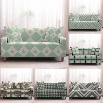 Paprastumas Grotelės Juostele Modelis Sofa Slipcover Geometrijos Sofa Padengti Gyvenimo Kambario Baldai Apsaugos Fotelis Kušetės, sofos 1-4p