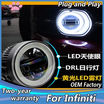 Automobilio Stilius už Infiniti G25 G35 G37 M25 M35 M37 Q70 LED Rūko žibintų Auto Angel Eye Priešrūkinis Žibintas LED DRL 3 modelio funkcija