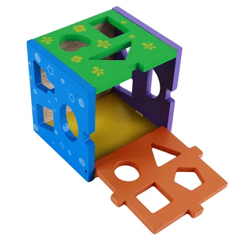 Medinių Spalvotų 13 Skyles Suporuoti Langelį Formos Galvosūkiai Pažinimo Atitikimo Puzzle Žaidimai Lauke Žaislai Vaikams Mokymosi Žaislas