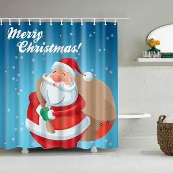 Kalėdų Dušo Užuolaidos Animacinių filmų Kalėdų Serijos Vonios Reikmenys su 12 Kabliukų Vandeniui Audinio Vonios kambarys Kalėdos Apdaila
