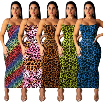 Moterų Leopardas Spausdinti Berankovis Suknelė Vasaros Spageti Dirželis Bodycon Slim Suknelė Seksualus Vakare Šalies Klubas Suknelės, Plius Dydis
