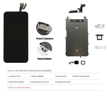 LCD Ekranas iPhone 6S Plius 6SP LCD, Pilnas komplektas Asamblėjos Visiškai Jutiklinis skaitmeninis keitiklis Ekrano Pakeitimas Ekranas vaizdo Kamera+ Home Mygtuką