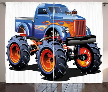 Vyras Urvas Užuolaidos Animacinių filmų Monstras Sunkvežimių su Milžiniška, Padangos, visureigis Sunkiųjų Didelės Traktoriaus Ratų Turbo Kambarį Miegamojo Lango