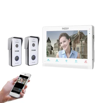 TMEZON Belaidžio/Wifi, Smart IP Vaizdo Doorbell Domofonas Sistema ,10 Colių Ekranu su 2x720P Laidinio Duris Telefono Kamera