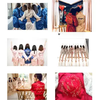 CAVME Užsakymą Skraiste Moterų Kimono Satino Rūbeliai Vestuvių Nuotaka Bridesmaid, Chalatai Dovanų Kimono Femme Vasaros Sleepwear Gėlių Chalatas