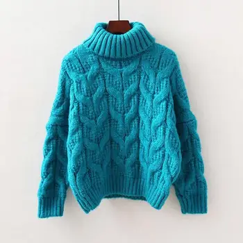 Sustorėti džemperis moterims prarasti aukštu kaklu megztiniai megztinis nešioja ne išlaikyti šiltas, ir šaltas-įrodymas, marškinėliai