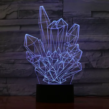 Kristalų 3D LED Lempos, Šviesa, USB Abstrakčiai Naktį šviesos Spalvinga Lavos Lempa Vestuvių Dekoro Novatoriškų Vaikams Kalėdų Dovana Metu