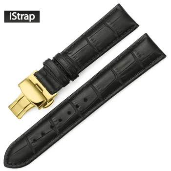 IStrap 18mm 19mm 20mm 21mm 22mm 24mm natūralios Odos Žiūrėti Juostos Diržas su Aukso drugelis sagtis Watchband Omega Tissot Oris