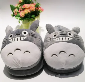 Mano Kaimynas Totoro Laikyti Šiltai Balta Totoro Katė Kawaii Žiemos Medvilnės Namo Kambaryje, Batų Pora, Minkšti Kimštiniai neslidus Moterų Šlepetės
