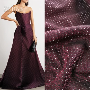 Geometrinis polka dot žakardo brokatas audinio suknelė kailis vyno raudona žakardo audinių siuvimo tecidos stoffen telas siūlai SP5516
