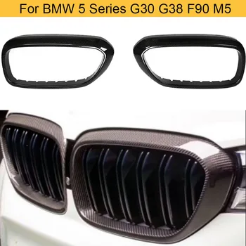 Automobilio Bamperio Grotelių Akių Rėmeliai, Skirti BMW 5 Serijos G30 G38 F90 M5 2018 2019 Priekinių Grotelių Rėmo Dangtis Akių Anglies Pluošto Apdaila