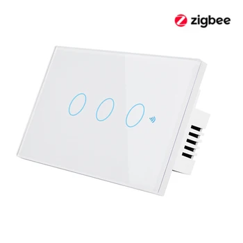 Tuya Zigbee Smart switch Jungiklis nuotolinio valdymo palaiko Alexa balso kontrolės 110V-240V 1/2/3gang Sienos palieskite jutiklį, šviesos jungiklis