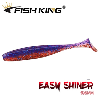 ŽUVŲ KARALIUS Easy Shiner 8pcs/pak Žvejybos Masalas 100mm/6.5 g Wobblers Karpių Žvejybos Minkštas Jaukų, Silikono, Dirbtinių dviejų Spalvų Masalai